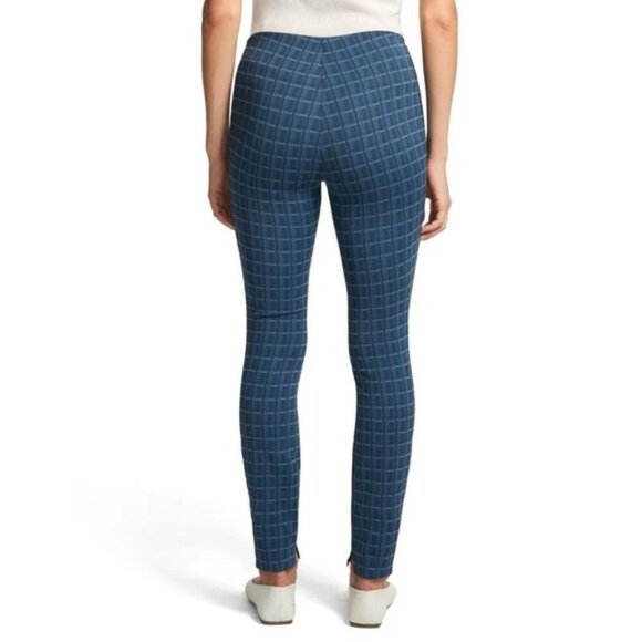 Theory Blue Grid Print Scuba Leggings Pants - Picture 2 of 4